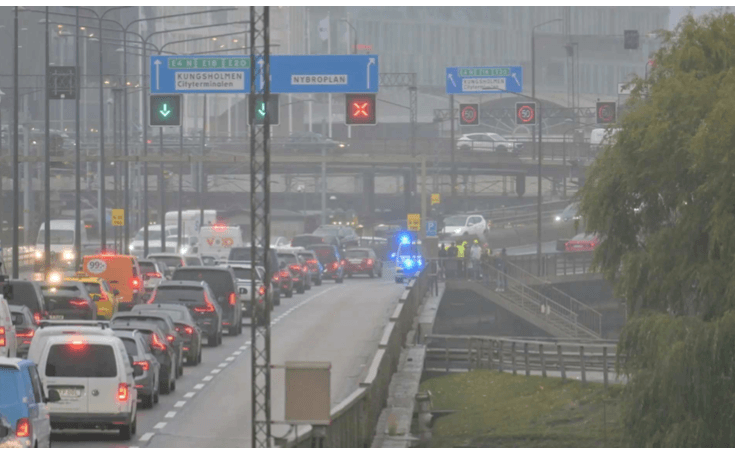 Aktionen på Centralbron i centrala Stockholm 24 oktober.